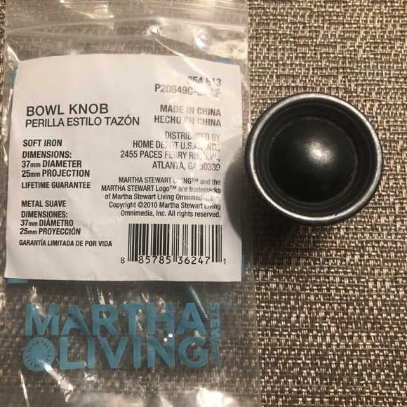 Martha Stewart Iron Round Cabinet/Drawer Knobs (Soft Black) - Picture 1 of 3